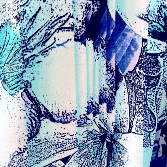 Chico’s Easywear Relaxed Fit Drape Jacket Tropical Print in Blues Size 2 (M) EUC - Picture 7 of 8